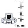1ct Black and White Princess Cut Diamond Pave Bridal Set, SS Image-5