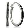 1/4ct Black Diamond Hoop Earrings.  Very Popular Full Hoop! Image-1