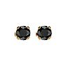 1ct Black Diamond Stud Earrings, 14k Yellow Gold Image-2