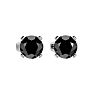 2ct Black Diamond Stud Earrings, 14k White Gold Image-2