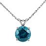 1ct Blue Diamond Solitaire Pendant, 14k White Gold Image-1
