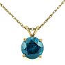 1ct Blue Diamond Solitaire Pendant, 14k Yellow Gold Image-1