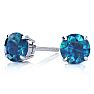 1 1/2 Carat Blue Diamond Stud Earrings, 14 Karat White Gold Image-1