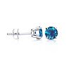 2 Carat Blue Diamond Stud Earrings In 14 Karat White Gold Image-2