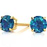 2 Carat Blue Diamond Stud Earrings In 14 Karat Yellow Gold Image-1