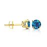 2 Carat Blue Diamond Stud Earrings In 14 Karat Yellow Gold Image-2