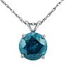 1 1/2ct Blue Diamond Solitaire Pendant, 14k White Gold Image-1