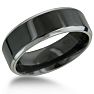 8MM Flat Top Two Tone Black Titanium Ring Wedding Band Image-2