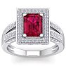 2 3/4 Carat Ruby and Halo Diamond Ring In 14 Karat White Gold Image-1