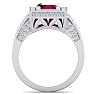 2 3/4 Carat Ruby and Halo Diamond Ring In 14 Karat White Gold Image-3