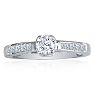 Engagement Rings: Elegant 1ct Round Cut Diamond Engagement Ring in 14k White Gold Image-1