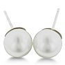 Pearl Stud Earrings With 9mm Cultured Pearls In 14 Karat White Gold Image-2