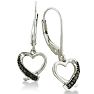 Black Diamond Dangle Heart Earrings
 Image-1