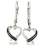 Black Diamond Dangle Heart Earrings
 Image-2