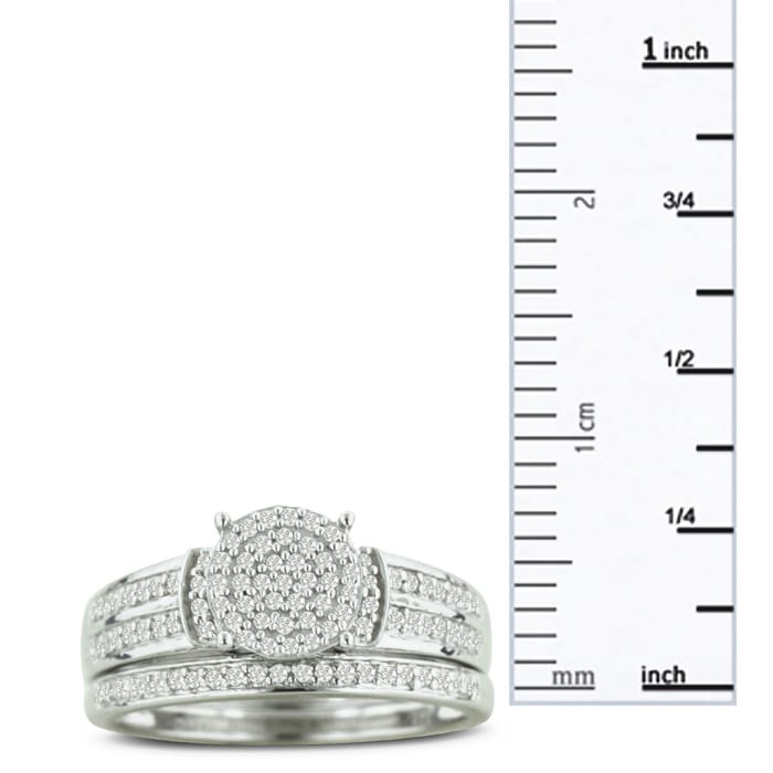 1/3ct Big Looking Round Center Diamond Engagement Ring Bridal Set