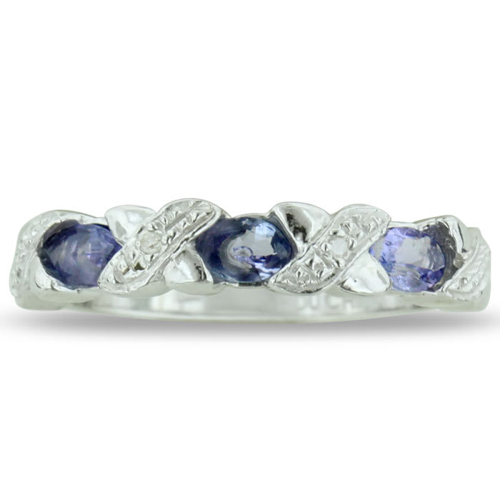 3/4ct Tanzanite And Diamond Ring In Sterling Silver, Size 5