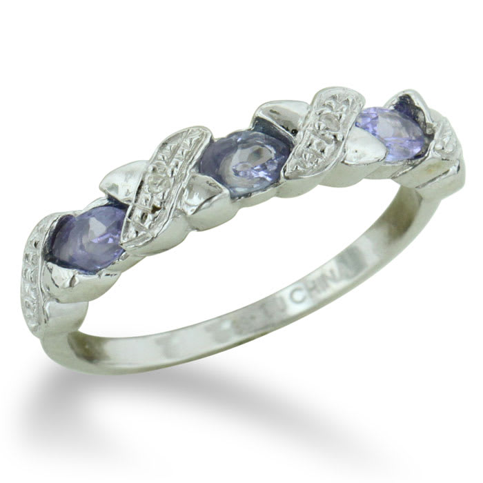 3/4ct Tanzanite And Diamond Ring In Sterling Silver, Size 5