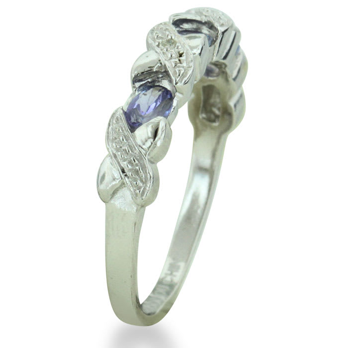 3/4ct Tanzanite And Diamond Ring In Sterling Silver, Size 5