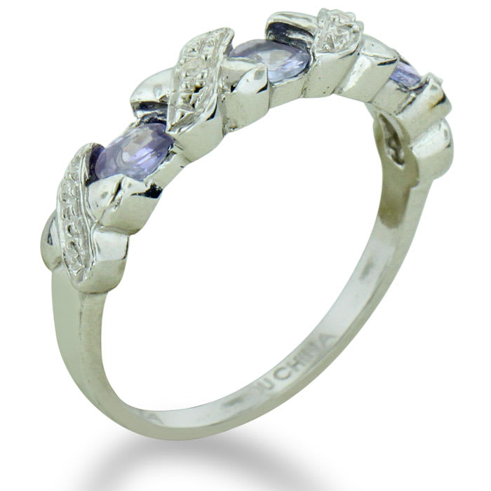 3/4ct Tanzanite And Diamond Ring In Sterling Silver, Size 5