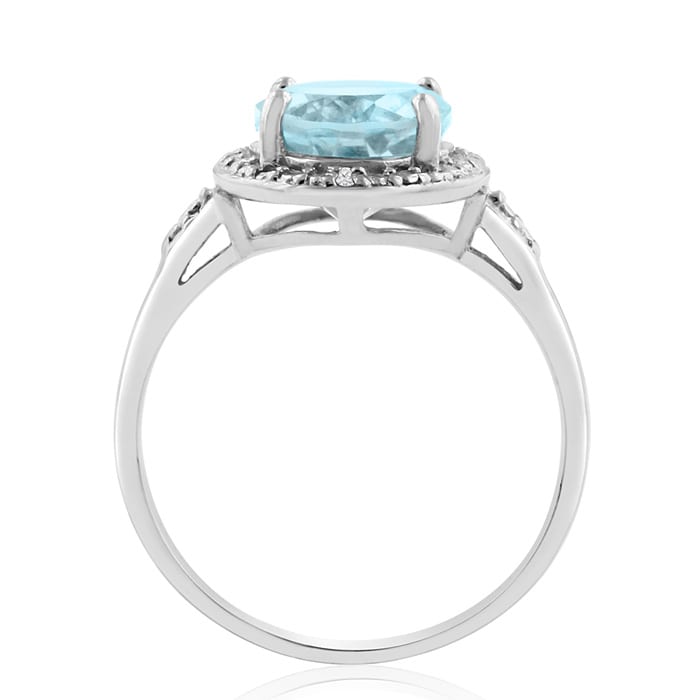 3 1/2ct Blue Topaz And Diamond Ring In Sterling Silver, Ring Sizes Available 5-8