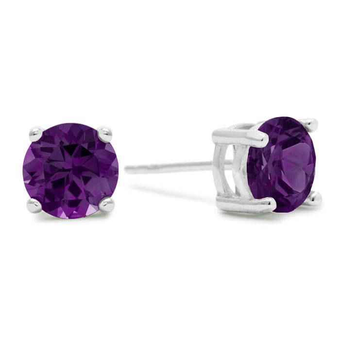 Amethyst Earrings | February Birthstone | 2ct Purple Amethyst Stud 