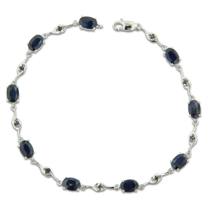 6ct Sapphire and Black Diamond Bracelet in Sterling Silver