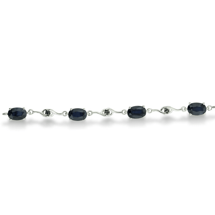 6ct Sapphire and Black Diamond Bracelet in Sterling Silver