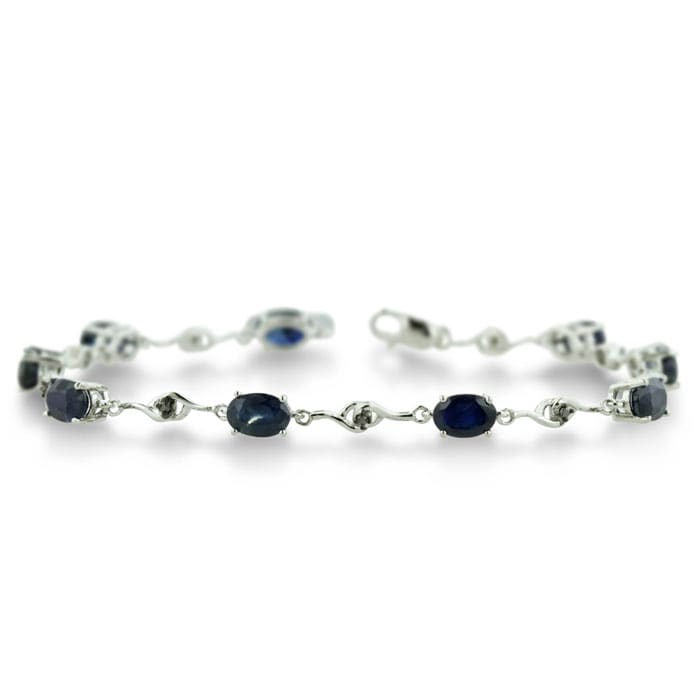 6ct Sapphire and Black Diamond Bracelet in Sterling Silver