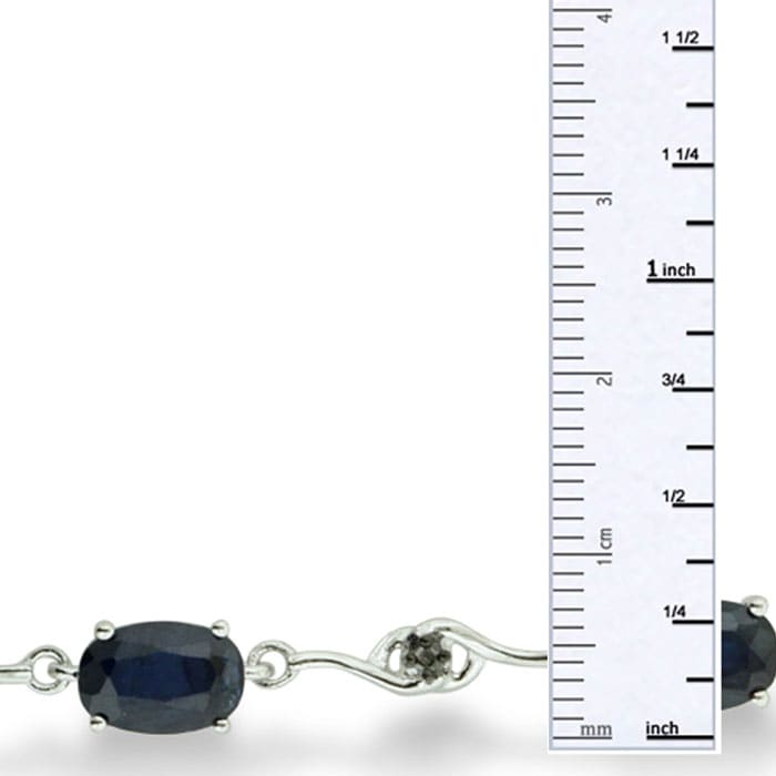 6ct Sapphire and Black Diamond Bracelet in Sterling Silver