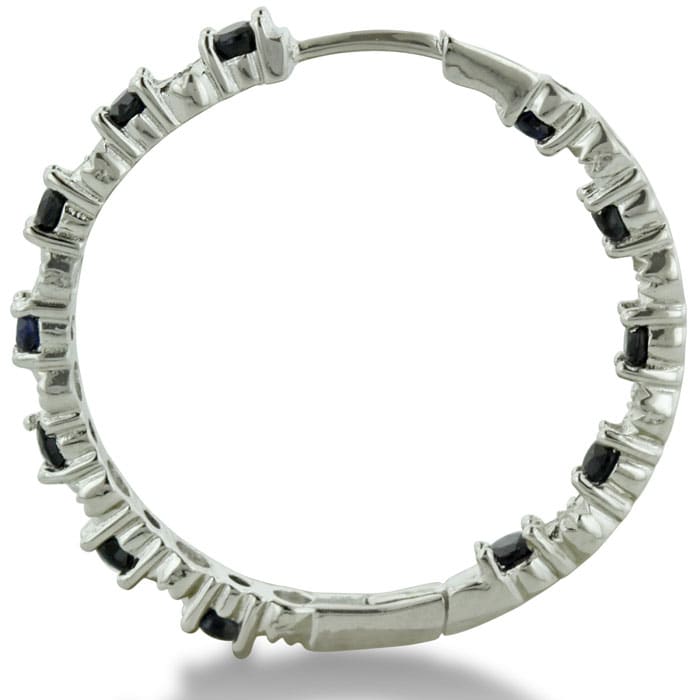 1.5ct Sapphire And Diamond Inside-Out Hoop Earrings, Sterling Silver, 1 Inch