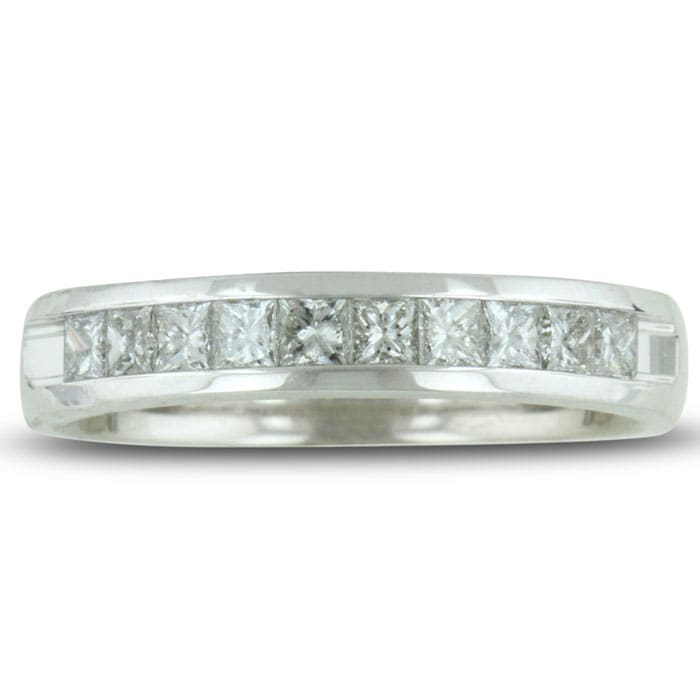 1/2 Carat Diamond Wedding Band In 14 Karat White Gold