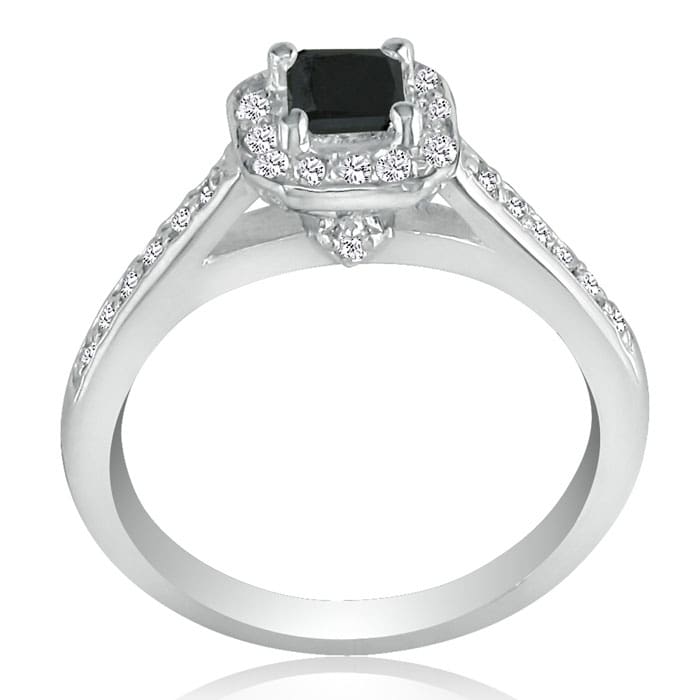 Hansa 2 Carat Princess Black Diamond Engagement Ring in 14k White Gold