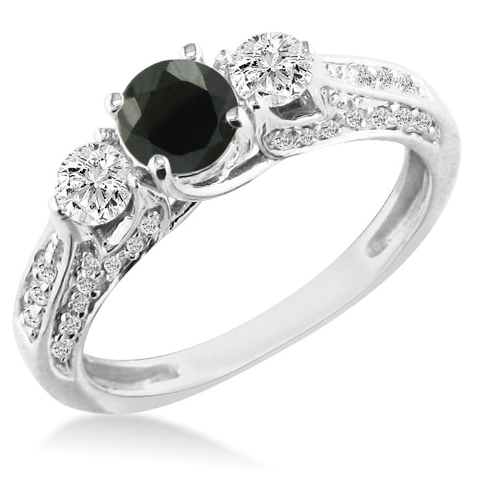 Hansa 1 1/4 Carat Black Diamond Engagement Ring in 14k White Gold
