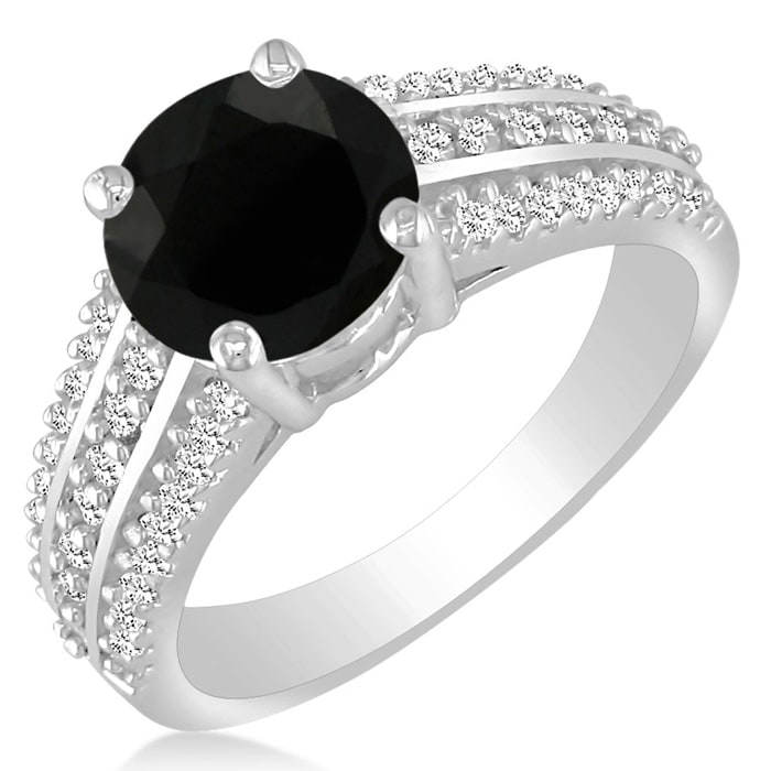 Hansa 1ct Black Diamond Engagement Ring in 14k White Gold