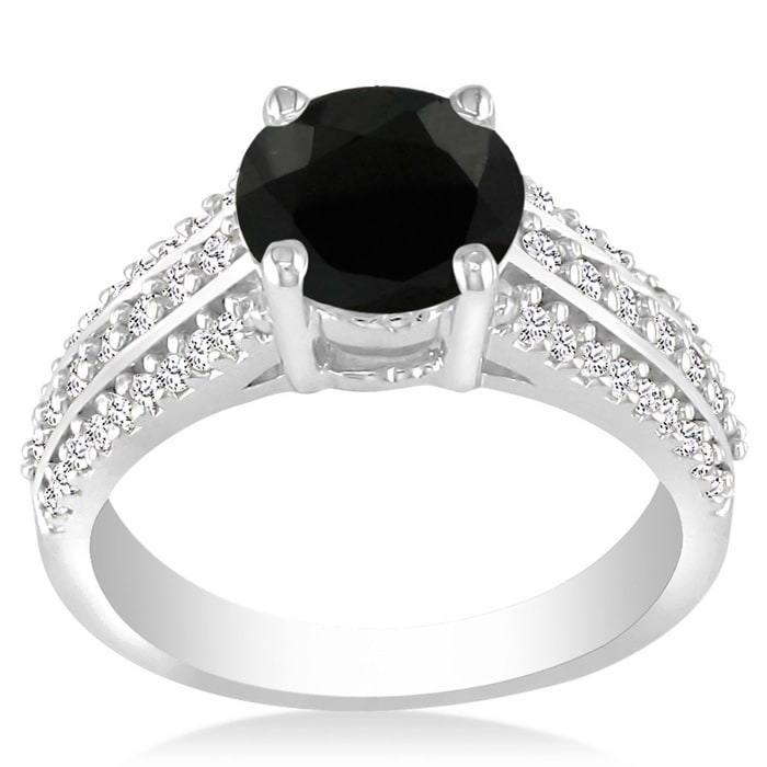 Hansa 1ct Black Diamond Engagement Ring in 14k White Gold