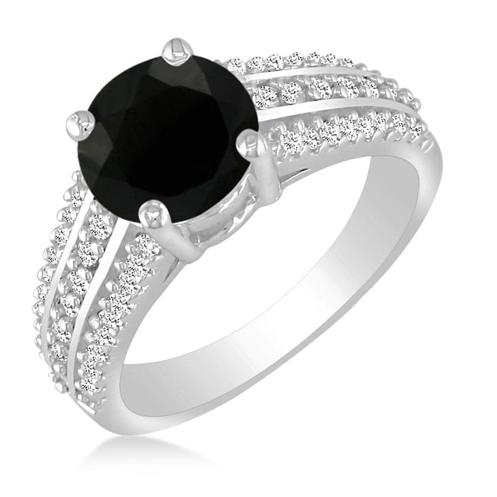 Hansa 2ct Black Diamond Engagement Ring in 14k White Gold
