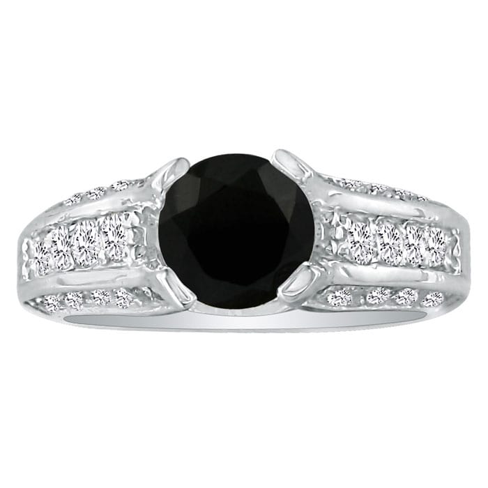 Hansa 1ct Black Diamond Engagement Ring in 14k White Gold
