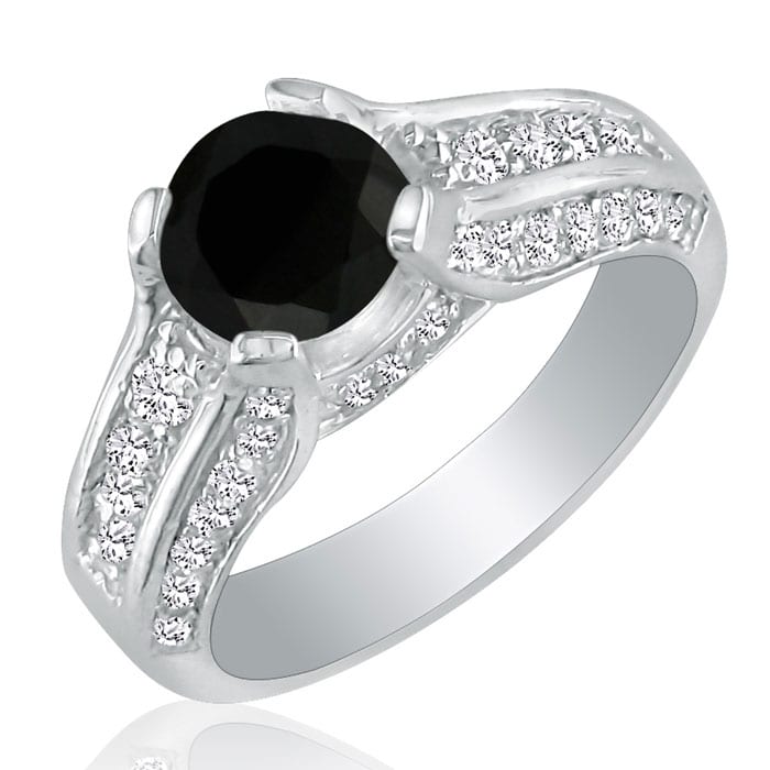 Hansa 1ct Black Diamond Engagement Ring in 14k White Gold

