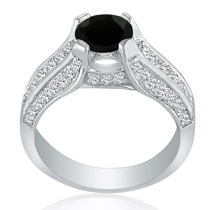 Hansa 1ct Black Diamond Engagement Ring in 14k White Gold
