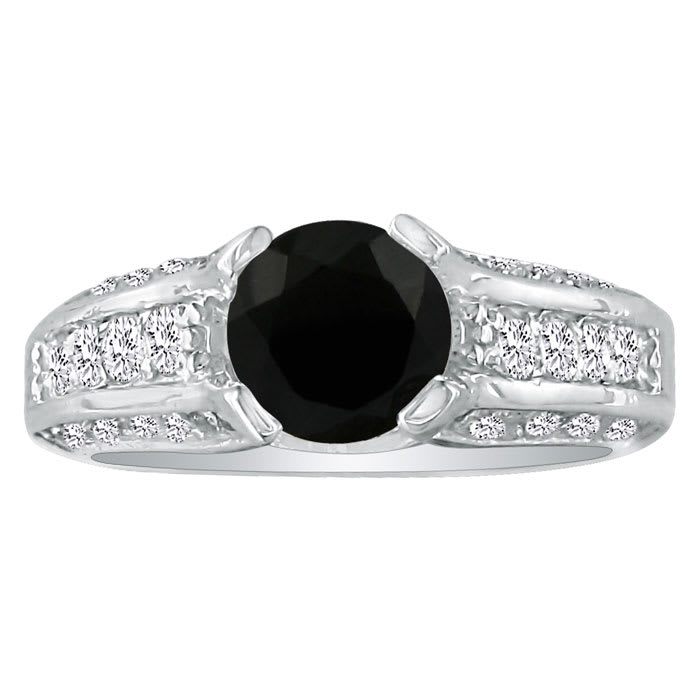 Hansa 1 1/3ct Black Diamond Engagement Ring in 14k White Gold
