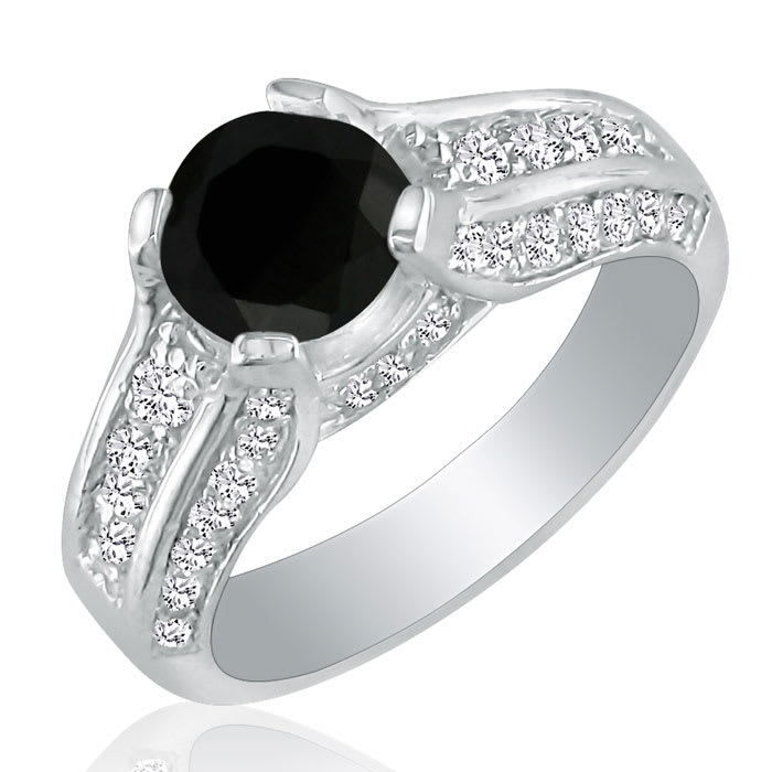 Hansa 1 1/3ct Black Diamond Engagement Ring in 14k White Gold
