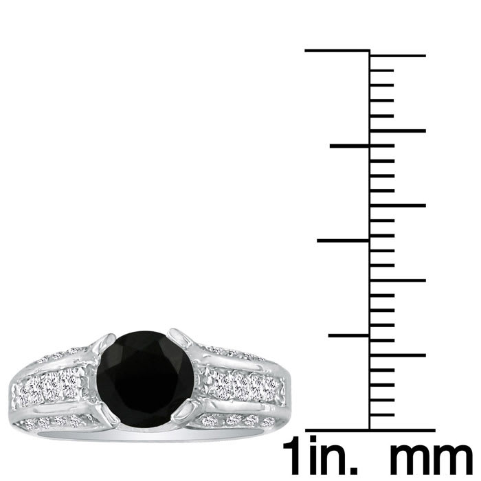 Hansa 1 3/4ct Black Diamond Round Engagement Ring in 18k White Gold, H-I, I2-I3 , Available Ring Sizes 4-9.5