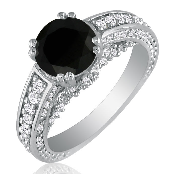 Hansa 2 2/3 Carat Black Diamond Engagement Ring in 14k White Gold