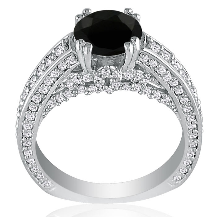 Hansa 2 2/3 Carat Black Diamond Engagement Ring in 14k White Gold