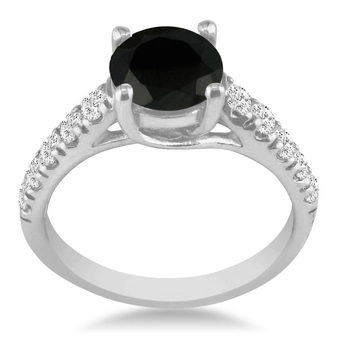 Hansa 2 Carat Black Diamond Engagement Ring in 14k White Gold