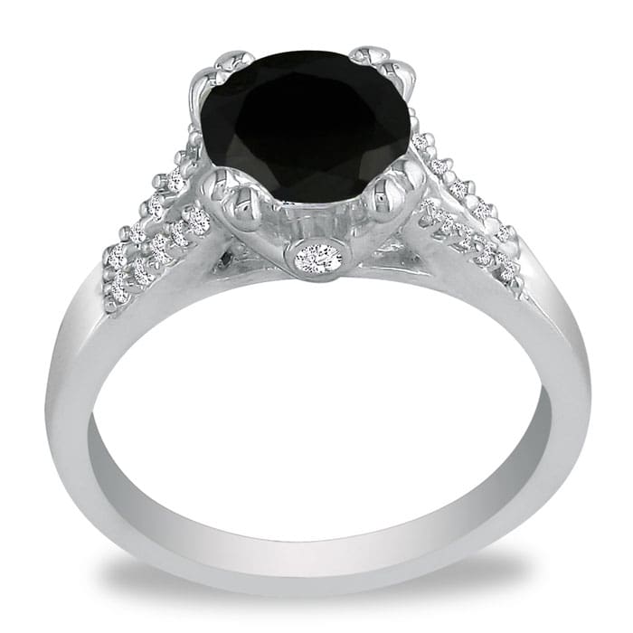 Hansa 2/3 Carat Black Diamond Engagement Ring in 14k White Gold