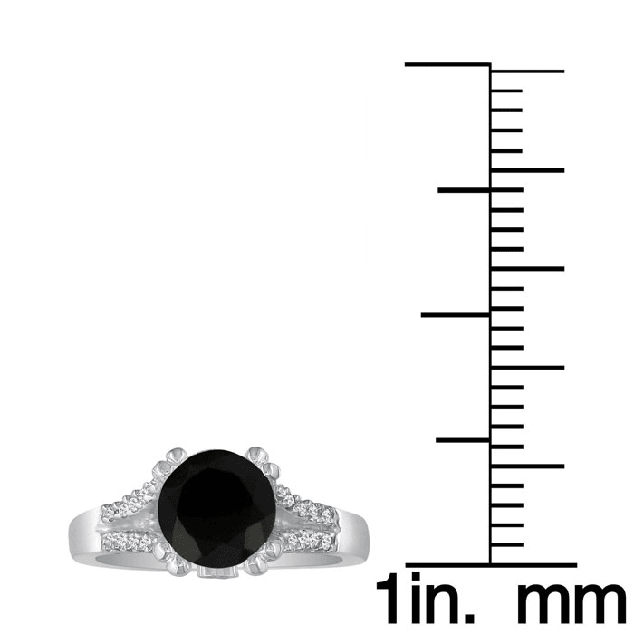 1ct Black Diamond Engagement Ring in 14k White Gold, Also Available in Other Diamond Weights
