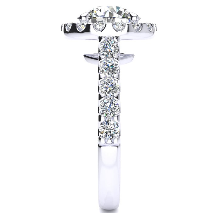 2 3/4 Carat Round Diamond Halo Engagement Ring in 14k White Gold