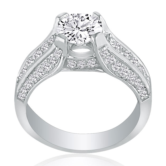 Hansa 2 3/4ct Diamond Round Engagement Ring in 14k White Gold, H-I, SI2-I1, Available Ring Sizes 4-9.5