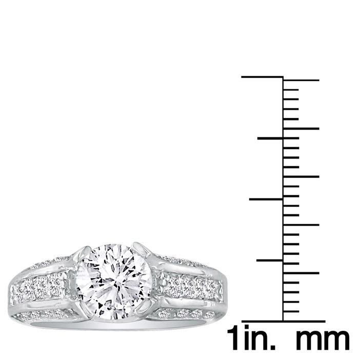 Hansa 2 3/4ct Diamond Round Engagement Ring in 14k White Gold, H-I, SI2-I1, Available Ring Sizes 4-9.5